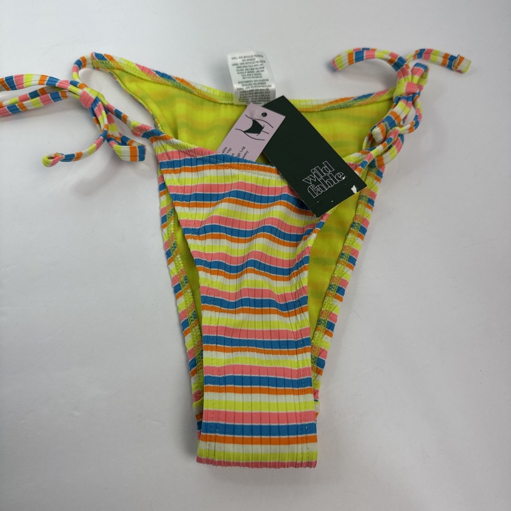 Wild Fable Multi Colored Striped Side Tie Bikini Bottom Size XS NWT